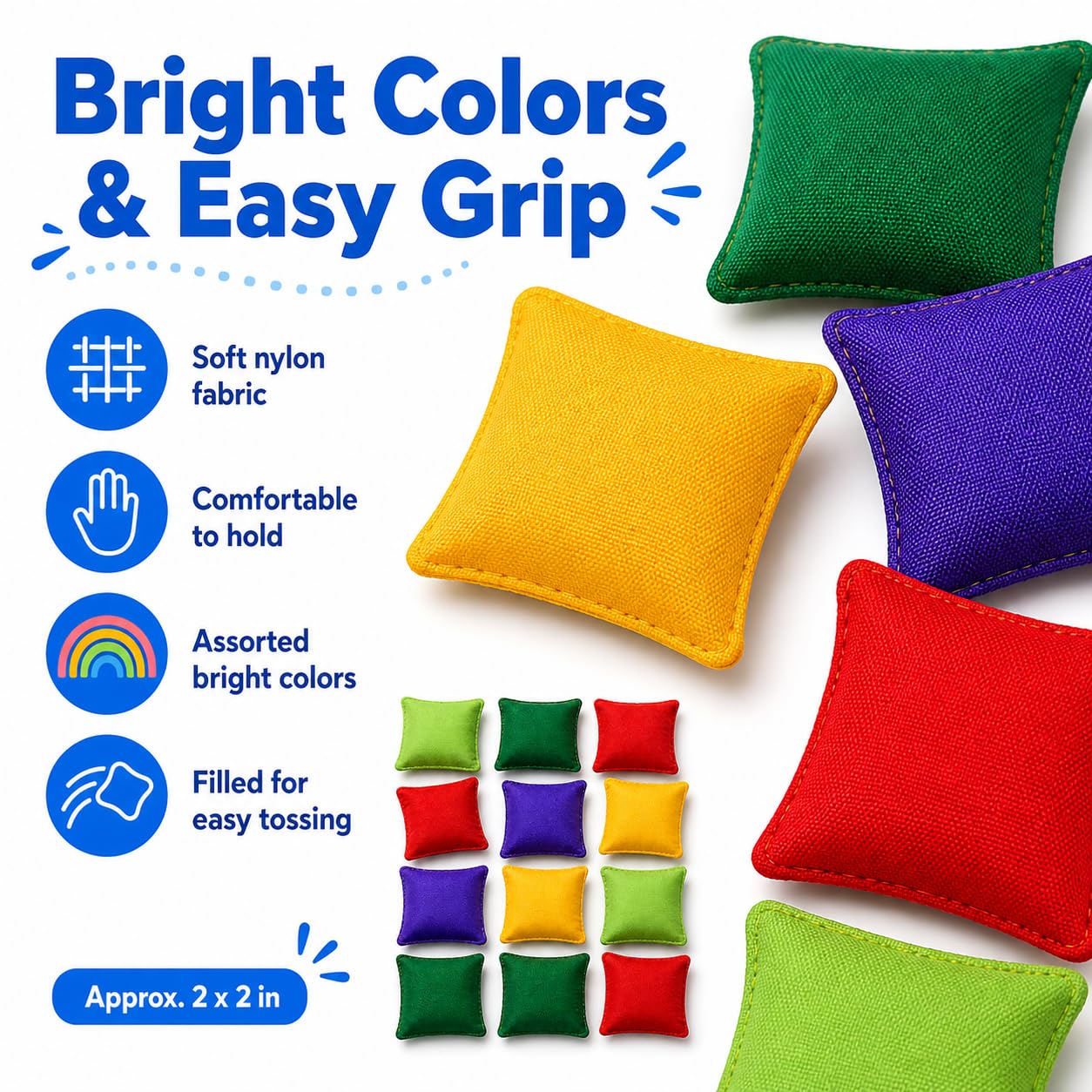 Halloluck 12 Pack 2inch/5cm Nylon Bean Bags Children Family Adults Outdoor Yard Games Bean Bag Toss Carnival Toy Bean Bag Toss Game