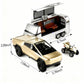 Suvabe 1/32 Pickup Truck Toy car 3-in-1 Travel RV Set with Metal Pickup, Removable Camper & Off-Road Motorcycle Cool Sound & Light Effects,Christmas