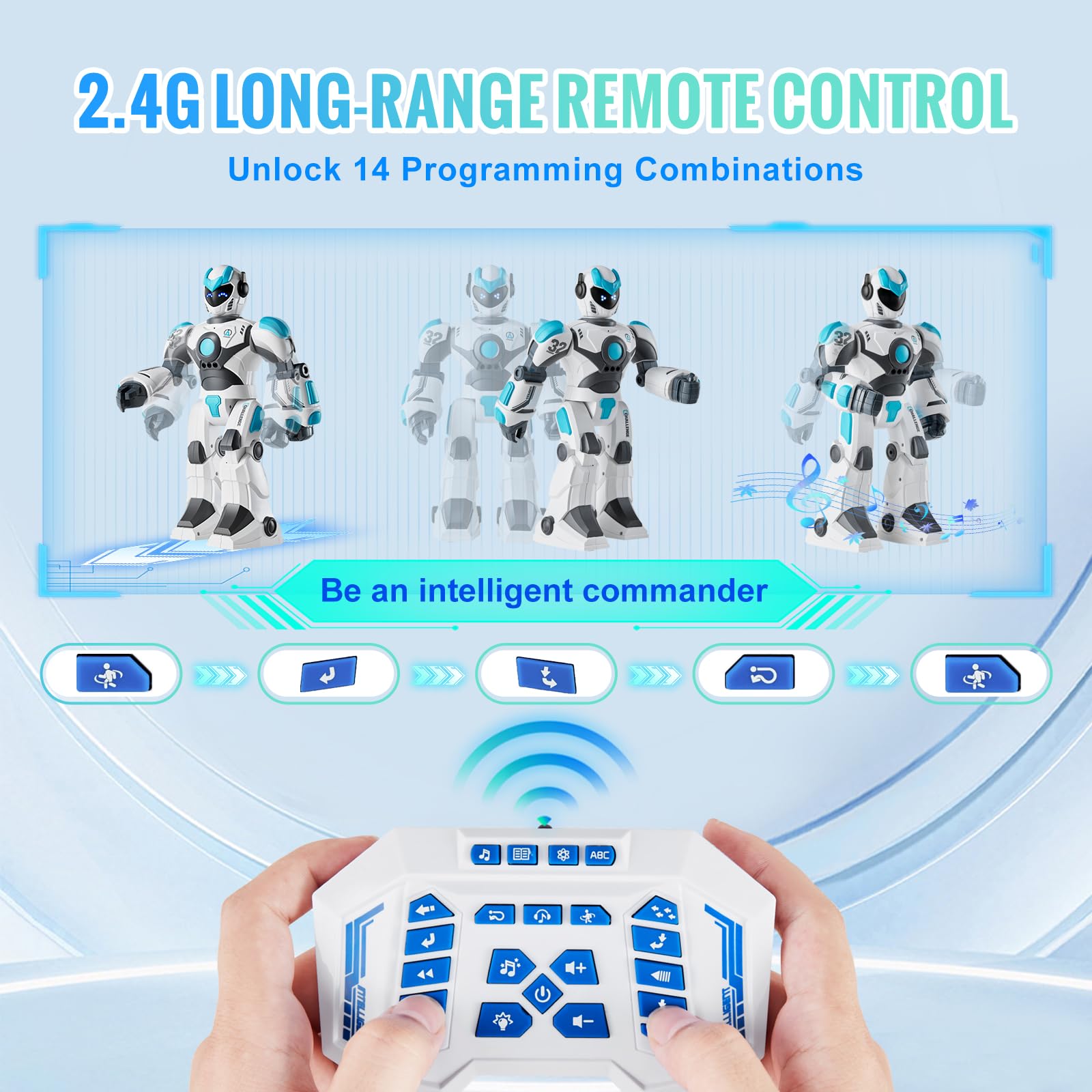 VEVOR RC Robot Toys for Kids, Gesture Sensing Programmable Remote Control Smart Robot, Interactive Walking Singing Dancing Robot for Age 6+ Year Old