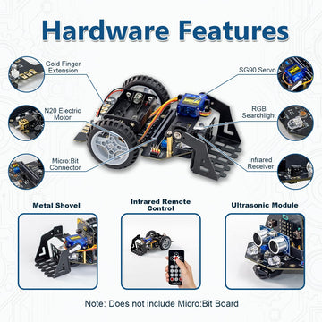 LAFVIN MicroBit Smart Robot Car for MakeCode and MicroPython,STEM Educational Coding Robot for Kids Beginner(Without Micro:bit)