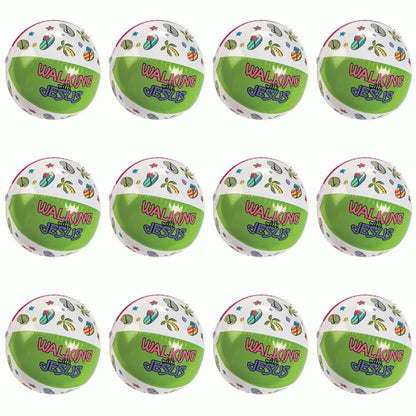 Fun Express Walking with Jesus Inflate Beach Balls - Toys - Inflates - Beach Balls - VBS 2026 Vacation Bible School Supplies/Decor - 12 Pieces