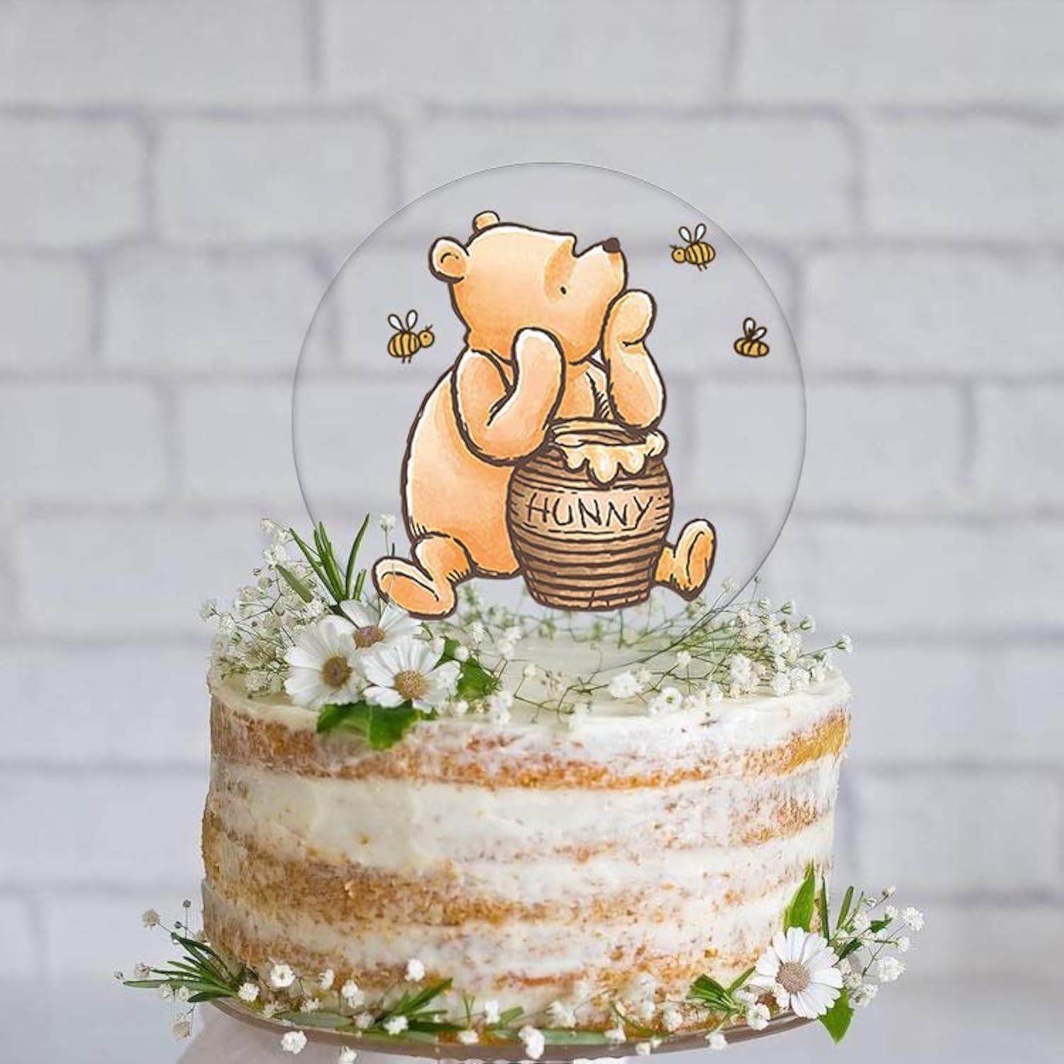 Winnie Cake Topper Welcome Baby Acrylic 5inch Cake Toppers Cupcake Toppers Classic Baby Shower Decorations Winnie Birthday Party Supplies
