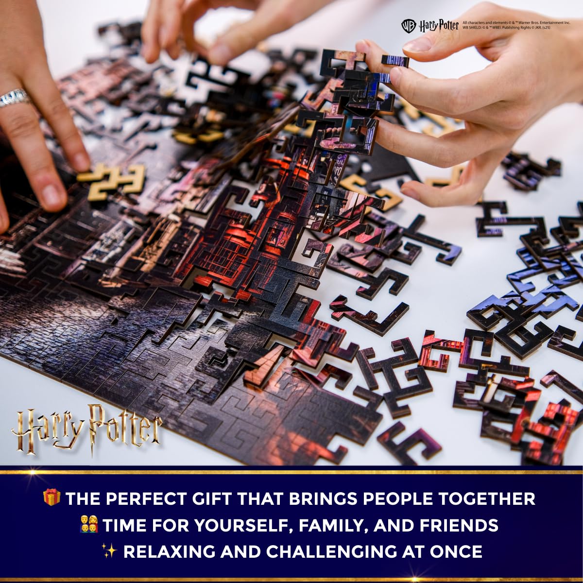 Harry Potter Wooden Maze Puzzle for Adults - Officially Licensed Difficult Jigsaw Puzzle - Unique Shaped Pieces, Brain Challenge, Premium Wall Art