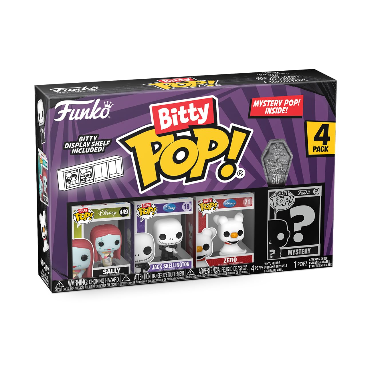 Funko Bitty Pop the Nightmare Before Christmas - Sally, Jack Skellington, Zero and A Surprise Mystery Mini Figure - 0.9 Inch (2.2 Cm) Collectable