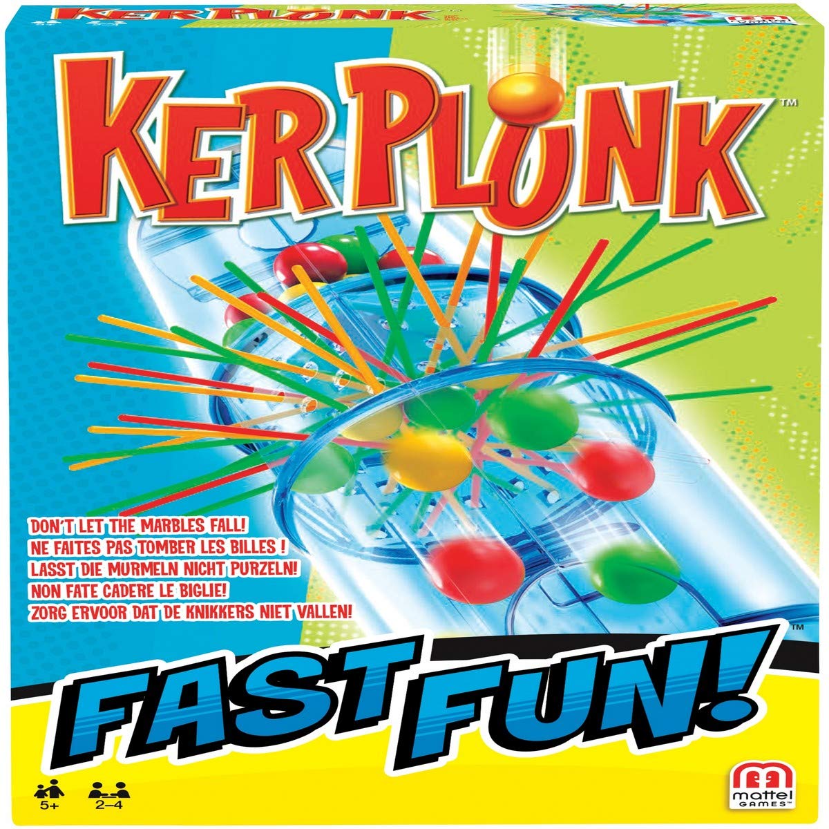 Mattel Games Fast Fun Blokus/Kerplunk, Two Player Game, Playing Time Approx. 15 Minutes, Age 5+