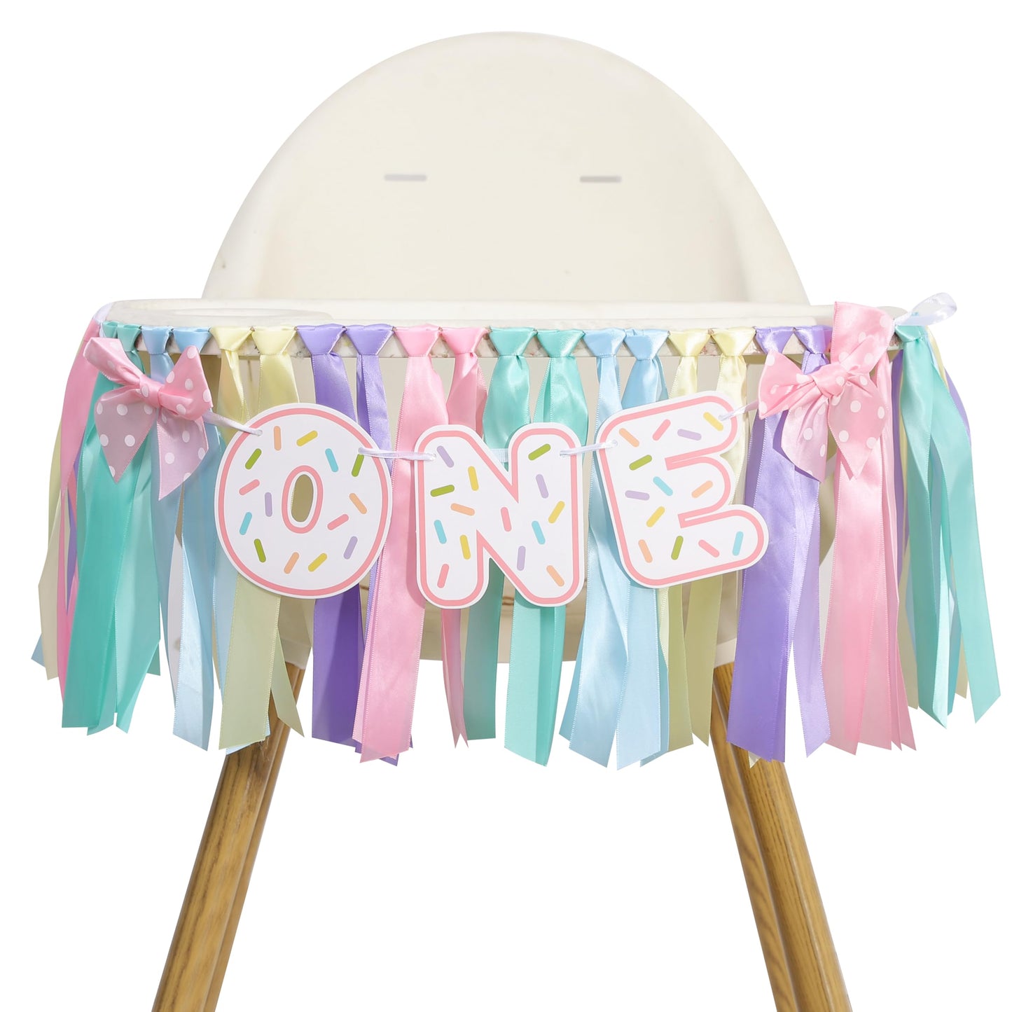 Donut 1 Years Old Birthday Banner - Sweet One Birthday Party Decorations, Soft Ribbon Ballet Skirt Set, Rainbow High Chair Garland, Sweet One Year