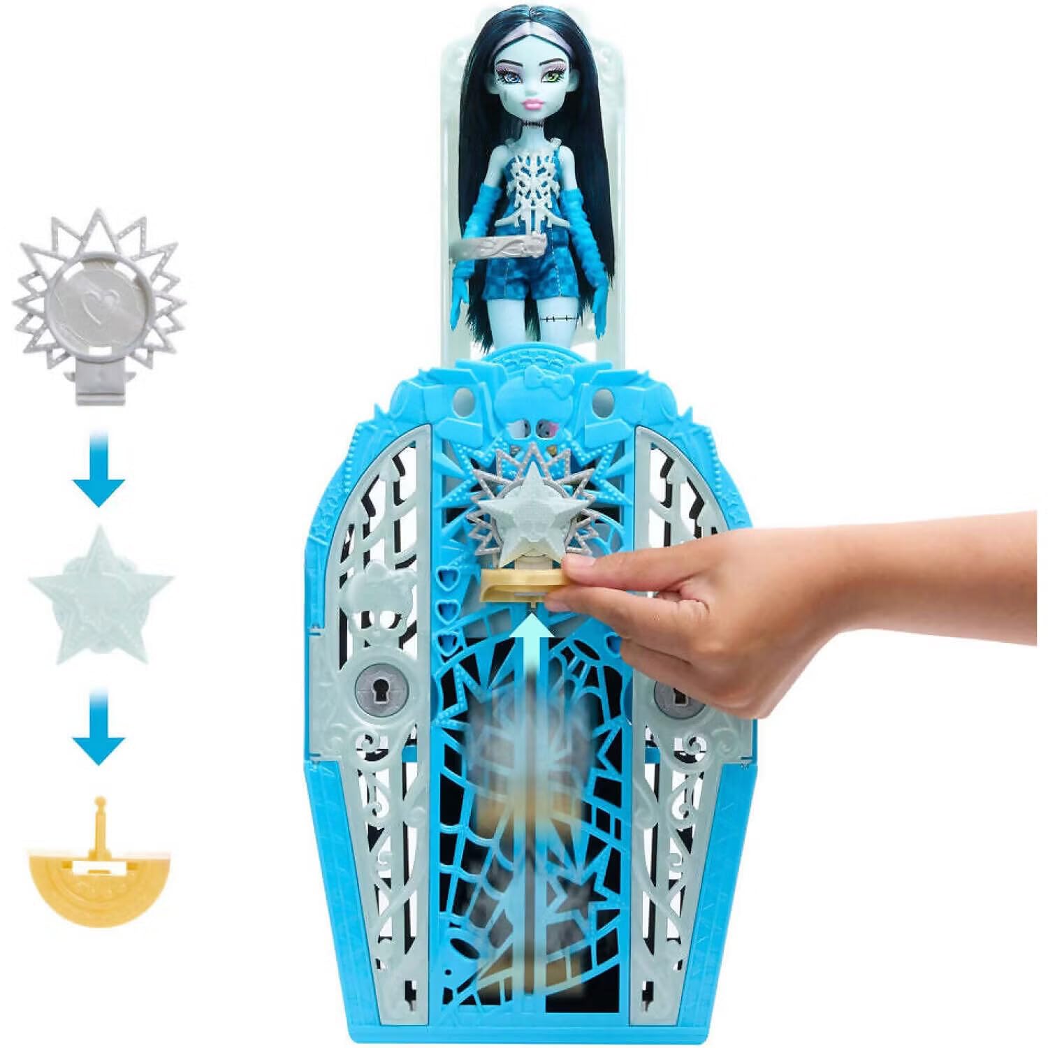 Monster High Skulltimate Secrets Doll and Accessories Set, Hauntlywood Mysteries Frankie Stein with Reveal Closet & 19+ Glam Surprises Like Doll
