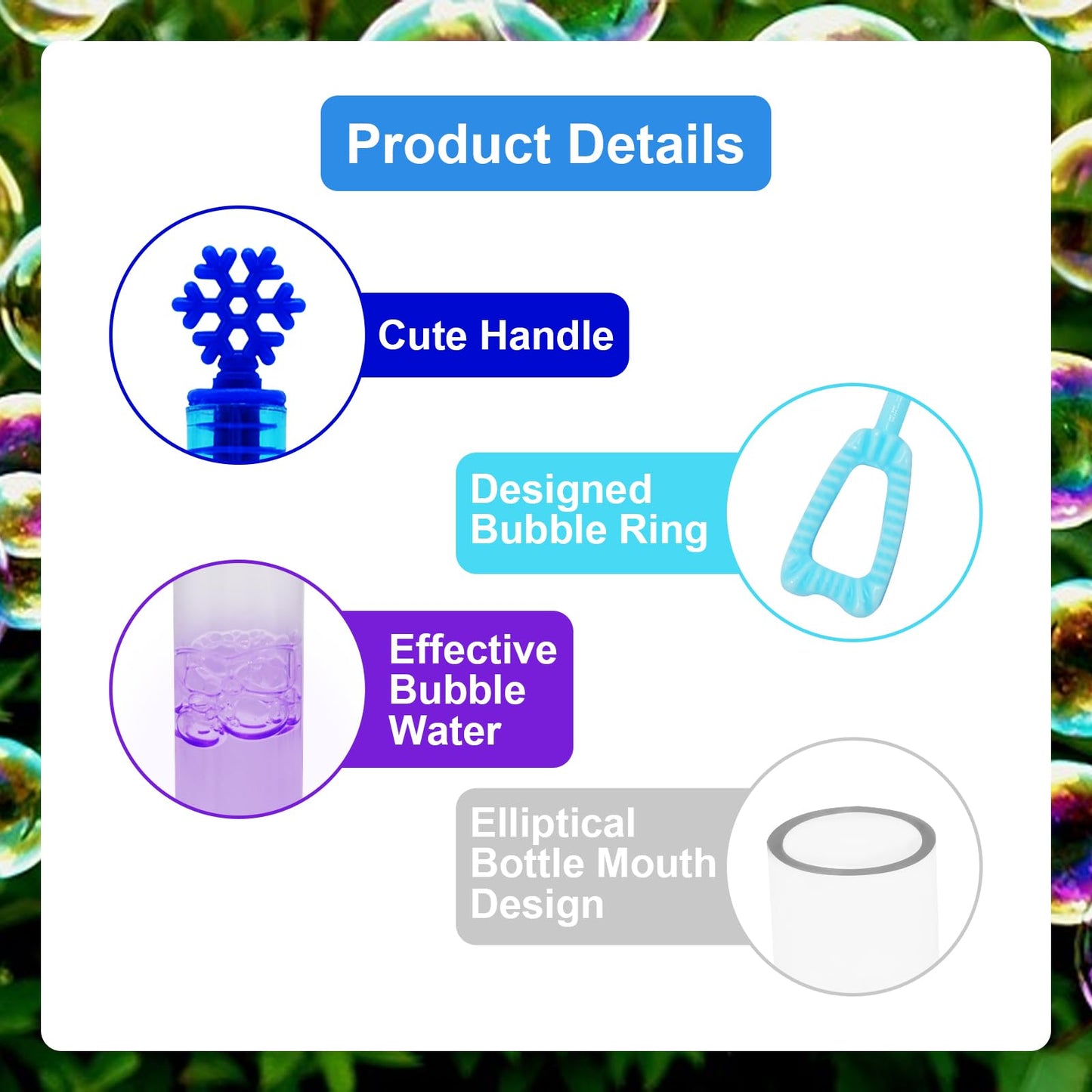 48 Pack Bubbles for Kids Party Favors - 4 Colors Mini Snowflake Bubble Wand Bulk with Bubbles Refill Solution Toys for Christmas Winter Easter Basket
