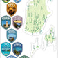 National Attractions of The USA - Adventures Go On (National Parks and State Flags)