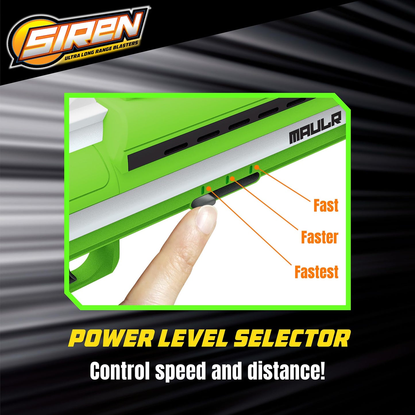 Siren Blasters Maulr Ultra Long Range Foam Dart Blaster, Pump-Action Multi-Shot, 200 Ft Range, 220 FPS, Adjustable Fire Power (Control Speed