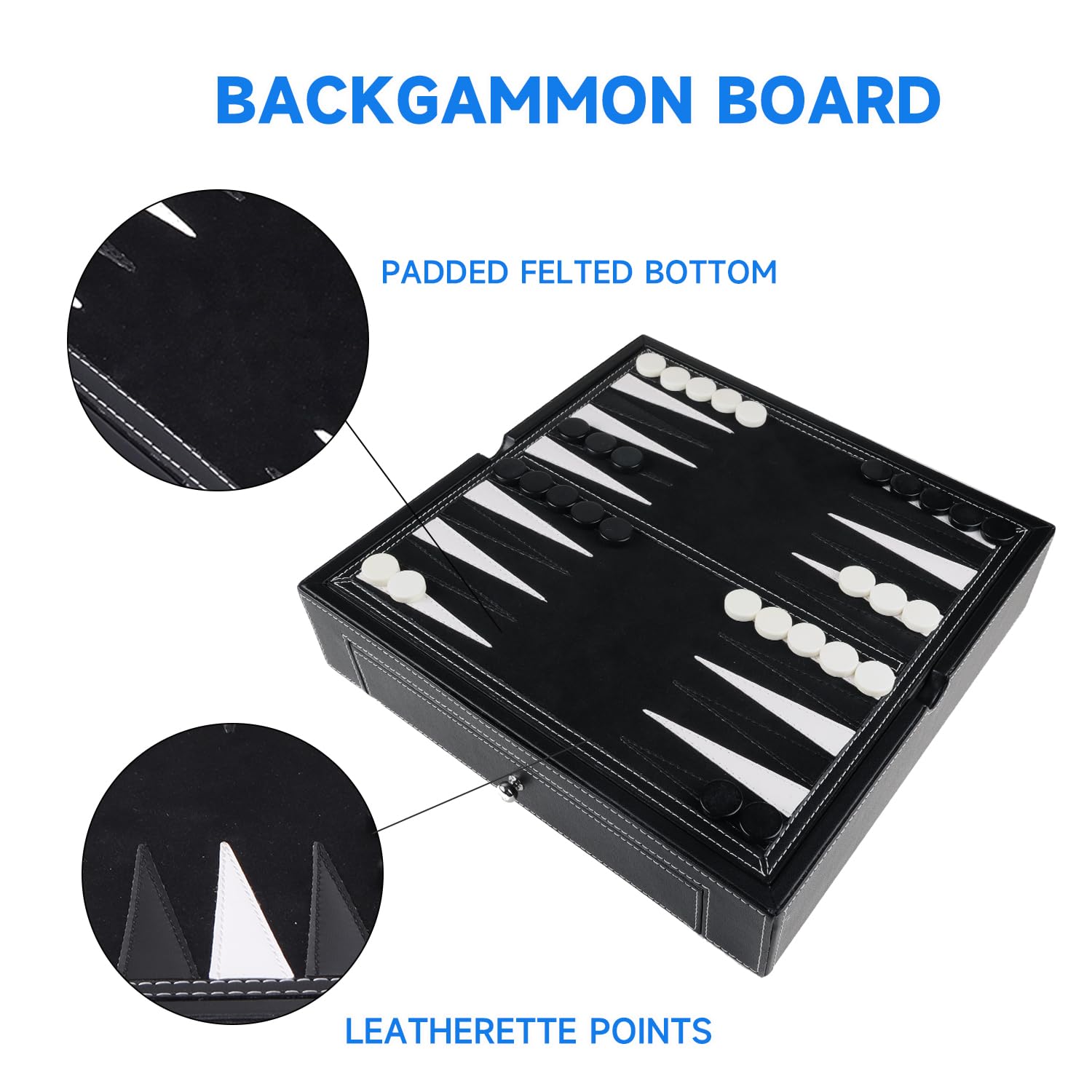GSE Games & Sports Expert 12.5" Premium Leather 5-in-1 Chess, Checkers, Backgammon, Chinese Checkers, and Poker Dice Board Game Combo Set for Kids