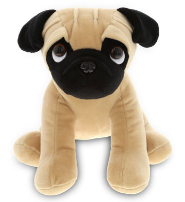 DolliBu Sitting Pug Stuffed Animal Dog Plush Toy, Kids & Adults Huggable Puppy Cuddle Gifts, Cute Stuffed Animals for Toddler & Baby First Teddy Bear