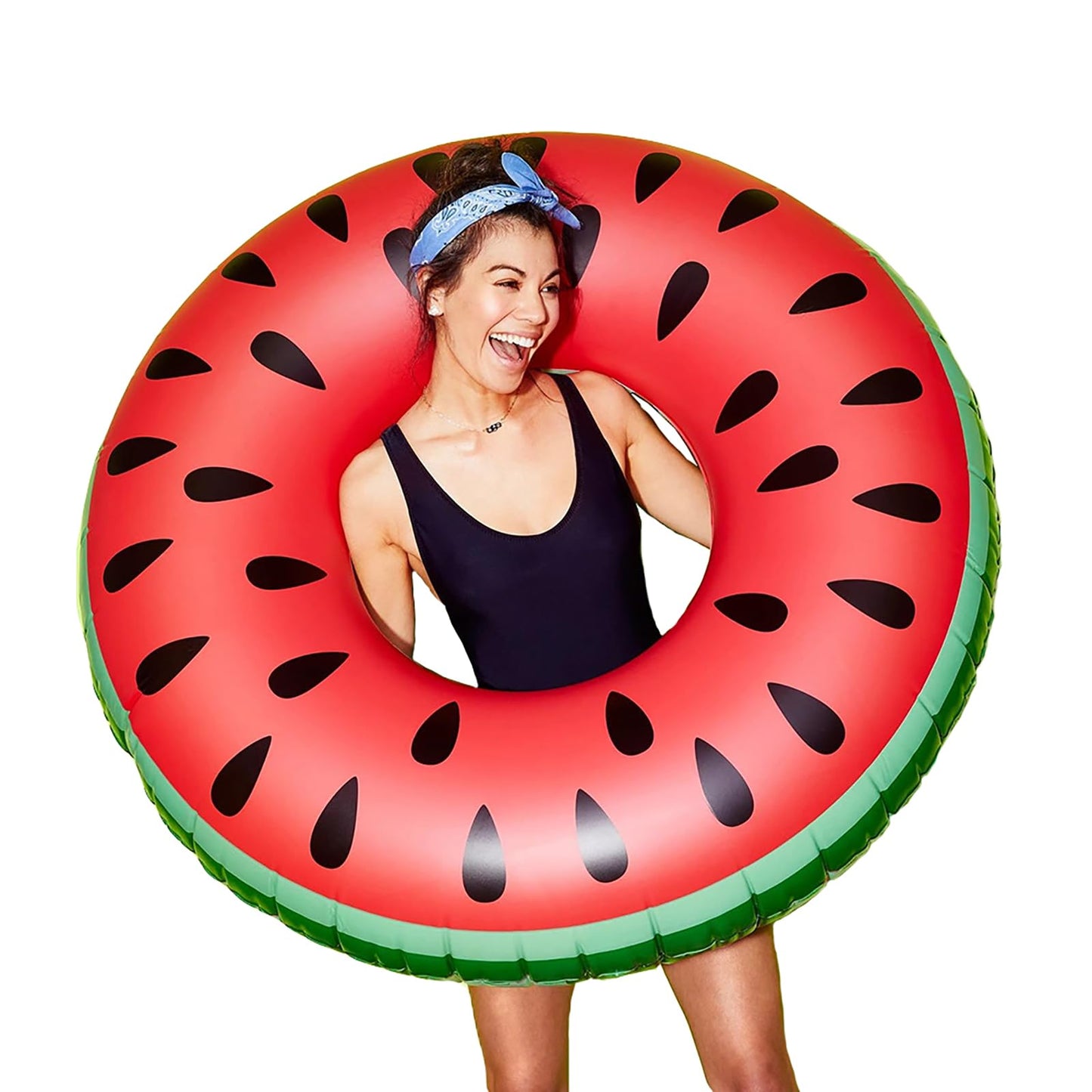 Inflatable Watermelon Pool Float for Adult Large Swimming Tube 4Feet Ring Adult Floaties Outdoor Swim Pool Toy Party Decoration