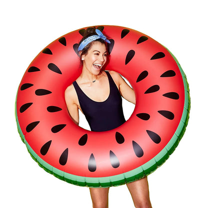 Inflatable Watermelon Pool Float for Adult Large Swimming Tube 4Feet Ring Adult Floaties Outdoor Swim Pool Toy Party Decoration