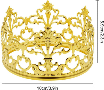 Vintage Gold Crown Cake Topper, Happy Birthday Cake Topper Party Decor, Baby shower Crown for Boys and Girls, Cake Decorations for Weddings, diameter
