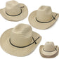 Podzly Straw Cowboy Hats 12 Pack - 24" Circumference Western Style - Plain