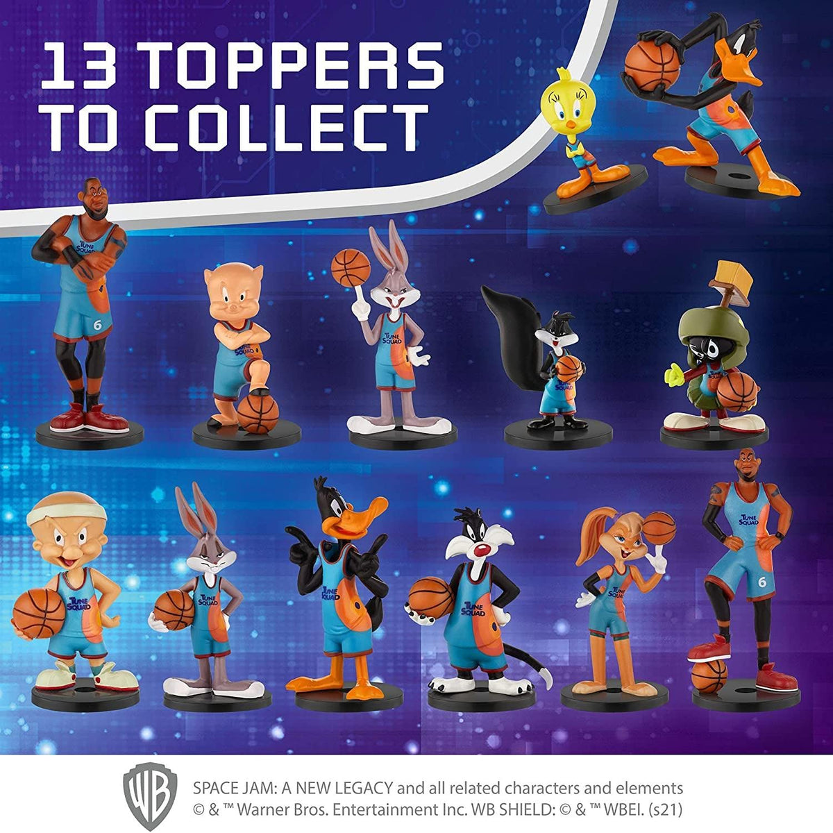 P.M.I. Space Jam Pencil Toppers | Collect All 13 Looney Tunes Toys Figures | Small Toys from Space Jam: A New Legacy | Party Supplies | Made
