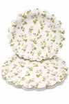 Lulu Posh Floral Paper Plates 12 Inch (24 Pack) - Scalloped Disposable Party Plates, Pink Rose Vintage Shabby Chic Dinner Plates, Heavy Duty Paper