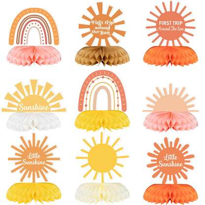 First Trip Around The Sun Decorations Honeycomb Centerpieces, Little Sunshine Table Toppers, Sun Birthday Party Decoration for Sunshine Baby Shower