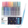 Grabie Set of 42 Glitter Gel Pens Set, Silver Sparkle Ink, 1.0mm Fine Tip Gel Pens for Adult Coloring Books, Journaling, Drawing, Scrapbooking, Smooth