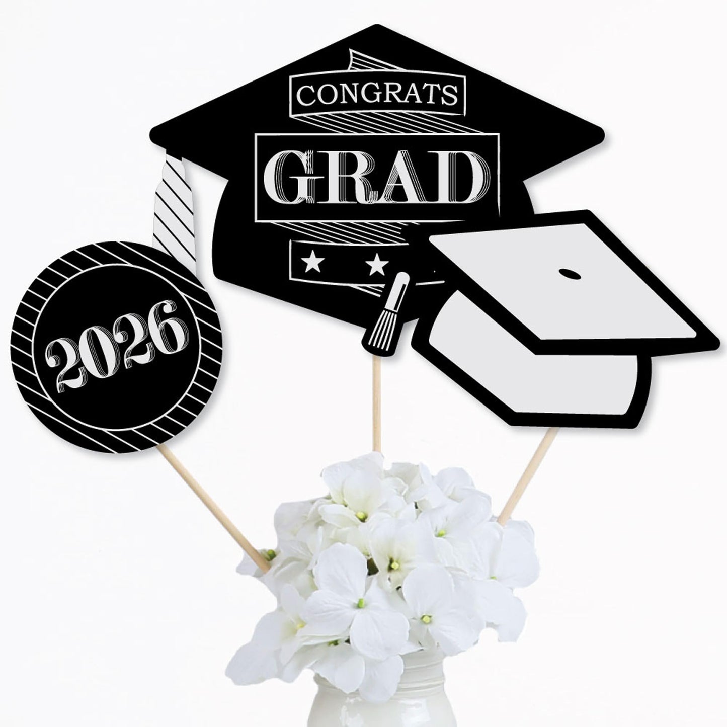 Big Dot of Happiness Graduation Cheers - 2026 Graduation Party Centerpiece Sticks - Table Toppers - Set of 15