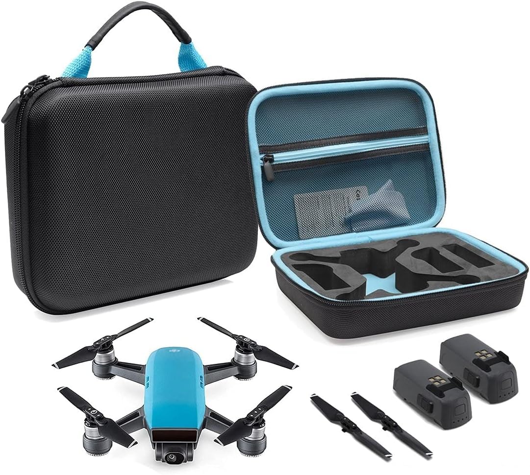 CaseSack Compact Travel and Protection Case for DJI Spark Mini Quadcopter Drone, Slots for extra batteries and propellers, Mesh Pocket for USB Cable