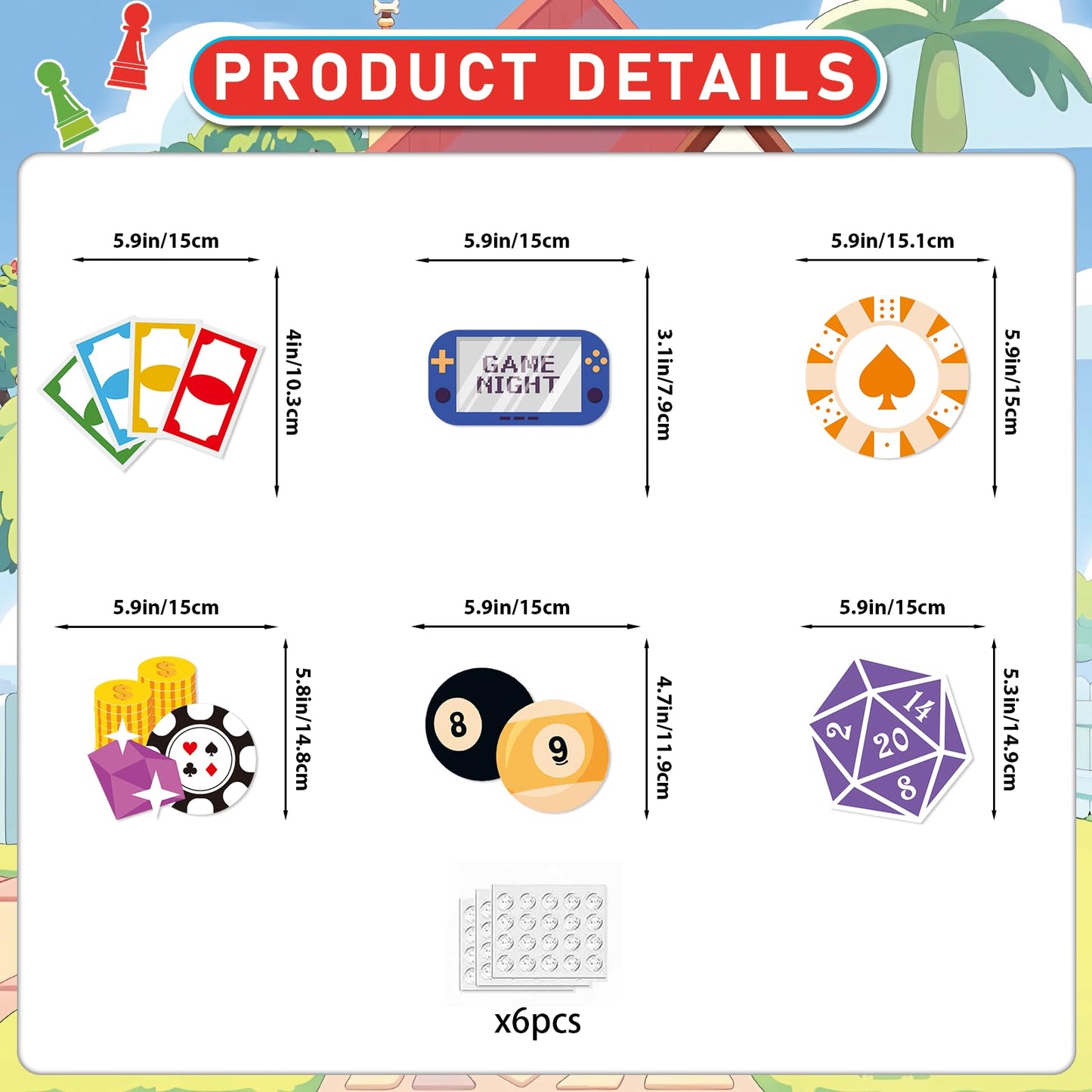 Game Night Decorations Funny Game Night Party Decorations with Chess Chess Card Game On Theme Banner Hanging Siwrls Ceiling Streamers Stickers