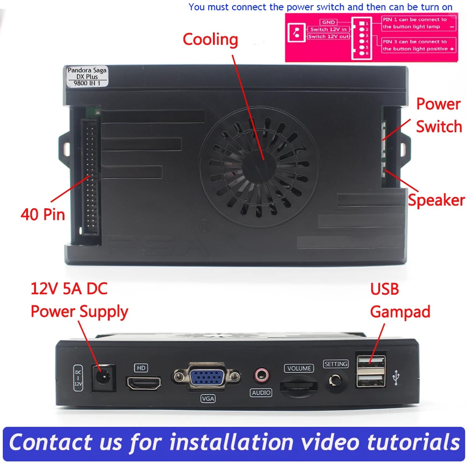 26800 in 1 PCB Game Board Arcade Multigame Motherboard 1280x720 3D Saga Box DX 3/4 Players VGA HDMI for Retro Console (26800 in 1)