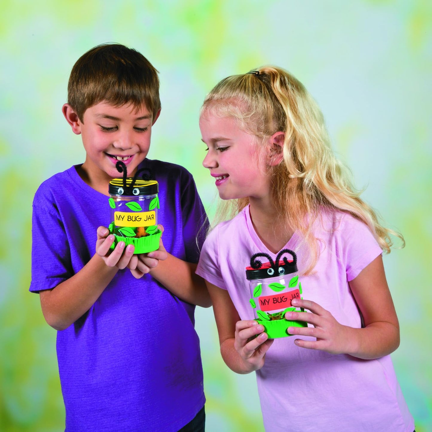 Fun Express Bug Catcher Kit for Kids - Makes 12 Bug Jars with Craft Supplies | Bug House Container with Ventilated Lids for Lightning Bug Catching |