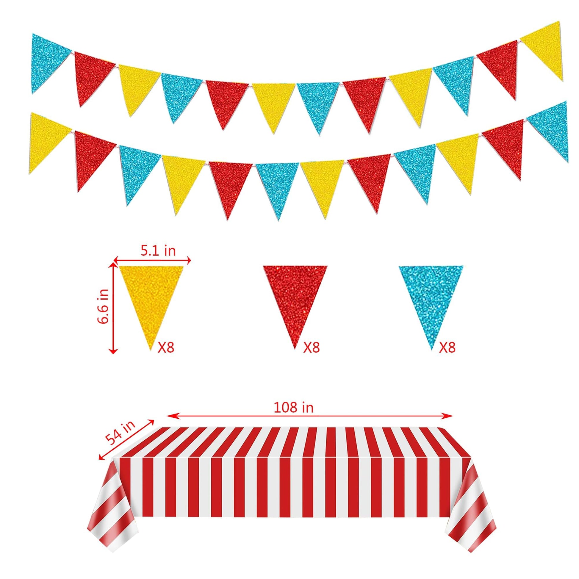 Circus Carnival Party Decorations Happy Birthday Banner Carnival Theme Balloons Circus Themed Tablecloth for Carnival Circus Birthday Party Supplies
