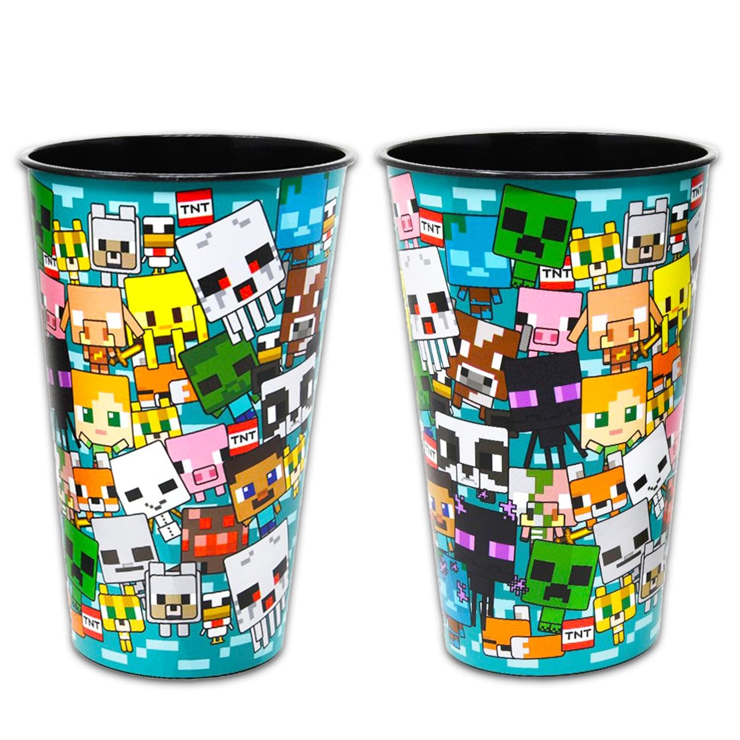 Minecraft Reusable Tumbler Cup Pack - Video Game Party Favor 6 Piece Bundle with 24 Oz Cups Plus Stickers, More | Bulk Minecraft Water Tumblers