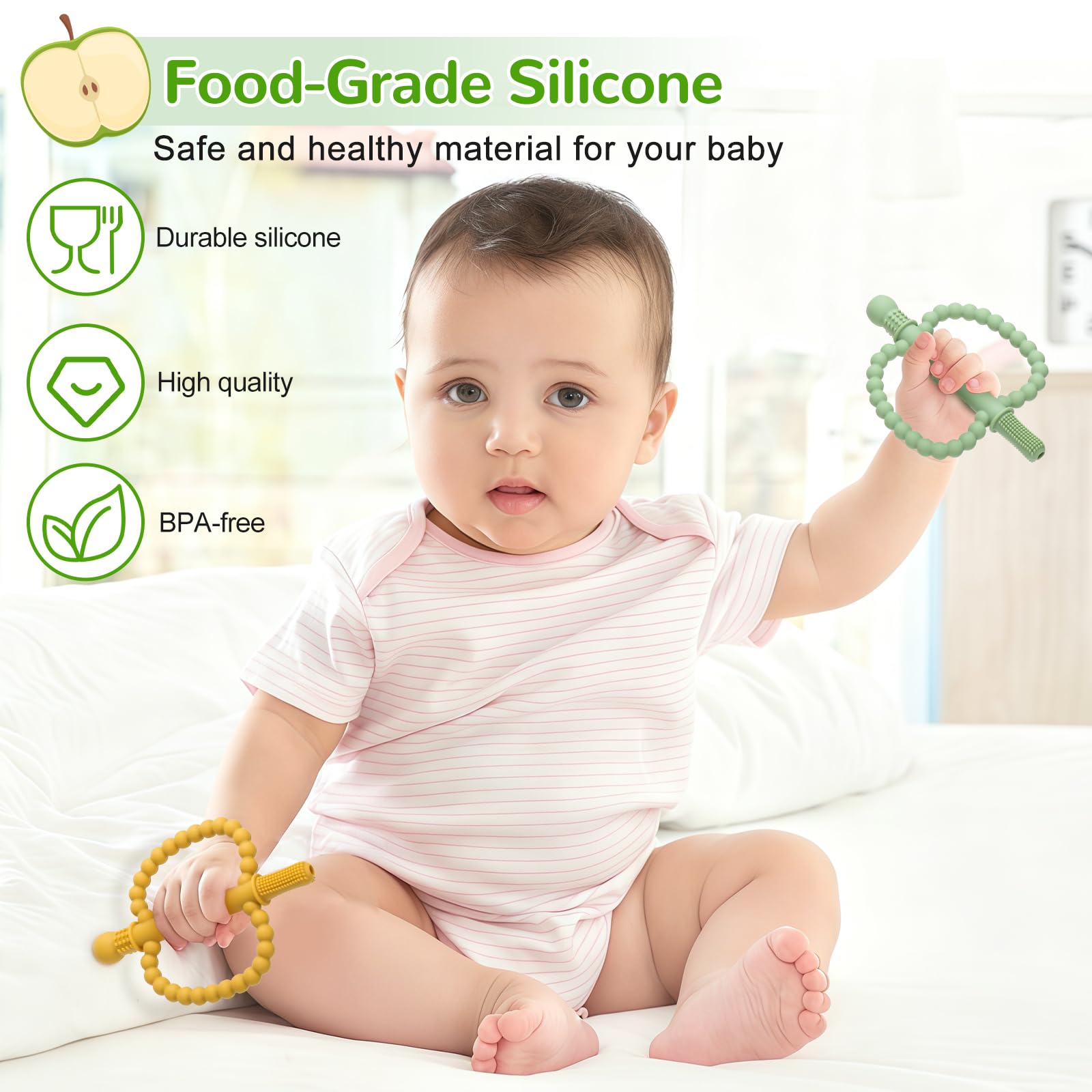 Baby Teething Toys for Babies 0-36 Months - Anti-Choking Design, Teething Relief for Straws Sticks, Chew Straw Sensory Toy for Infant Toddlers