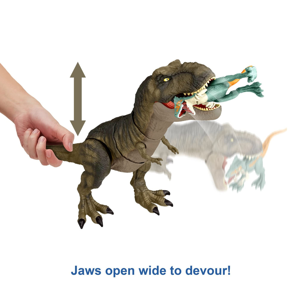 Mattel Jurassic World Dominion Thrash ‘N Devour Tyrannosaurus T Rex Action Figure Toy with Sound and Motion for Battle Play
