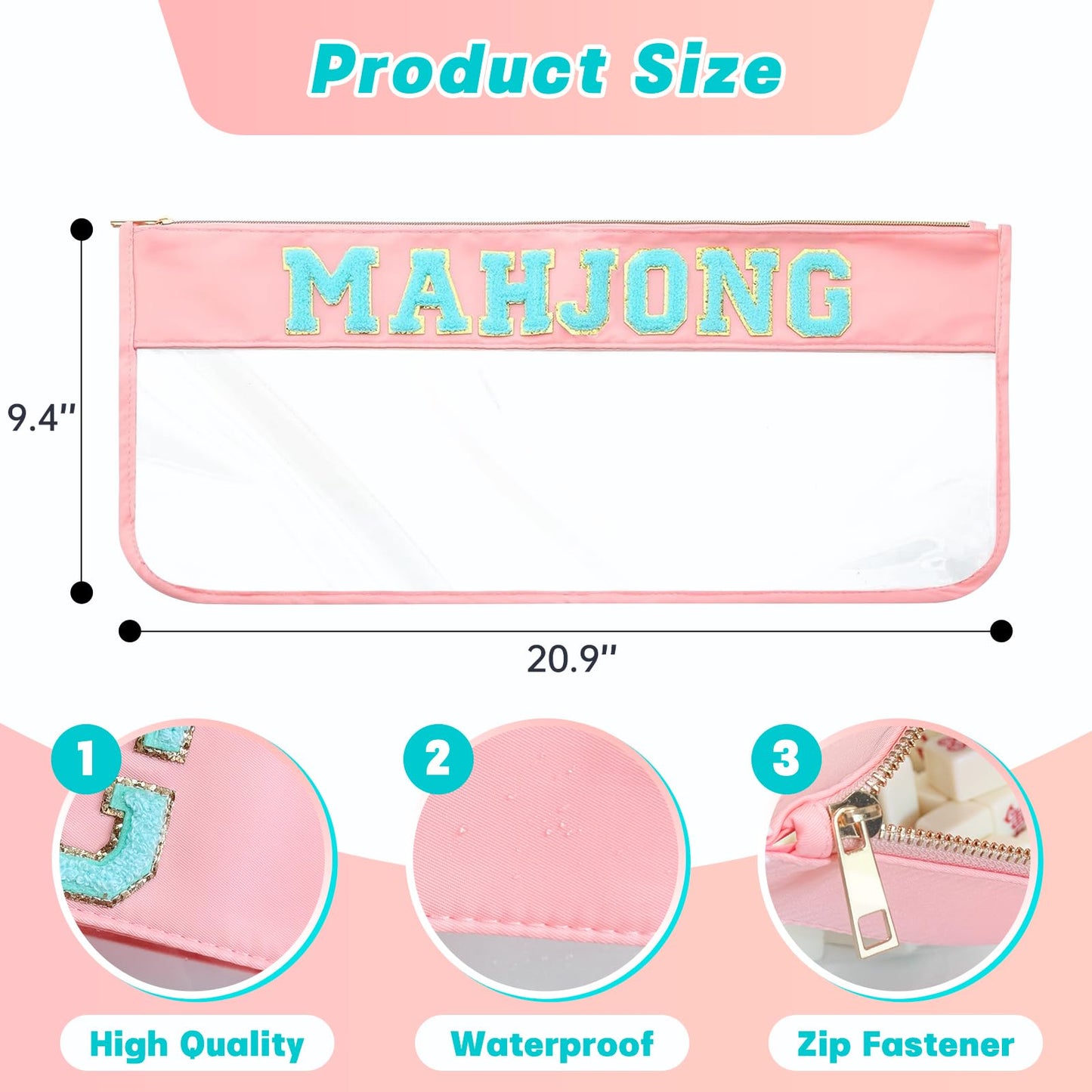 YUVFUDUOV American Mahjong Bag - Cute Mahjong Tiles Travel Bag, Empty Waterproof Storage Case for 166 Tiles with 4 Line Finders (Case Only)