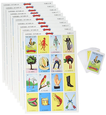 Pack of 2 Don Clemente Mexican Jumbo Loteria Set, 20 Large Boards and 2 Decks of Cards Loteria Mexicana Jumbo paquete de 20 Tablas