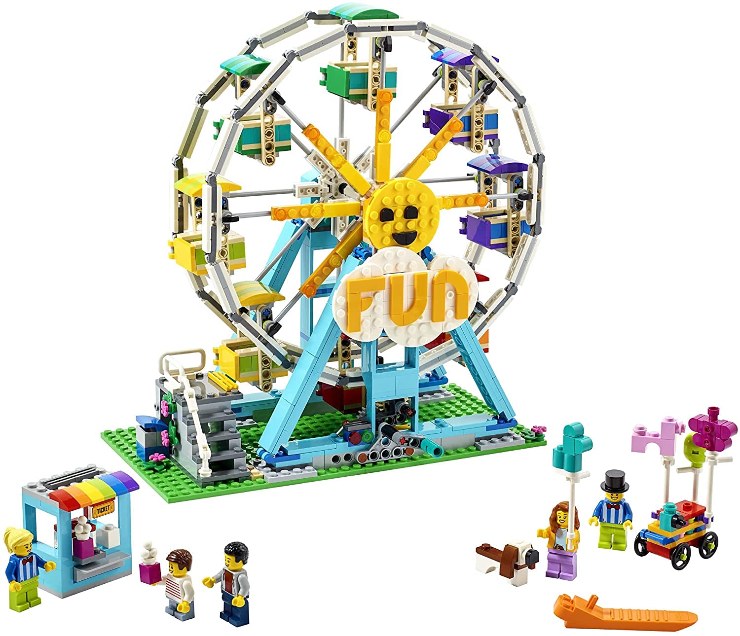 LEGO Creator 3in1 Ferris Wheel 31119 Building Kit with Rebuildable Toy Bumper Cars, Boat Swing and 5 Minifigures; New 2021 (1,002 Pieces)