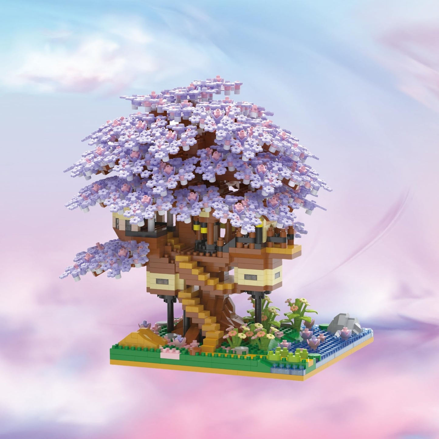 Kadablk Japanese Cherry Blossom Bonsai Tree,Sakura Tree House Model Micro Blocks Set, 2229 PCS Mini Bricks, Gift for Adults and Teens
