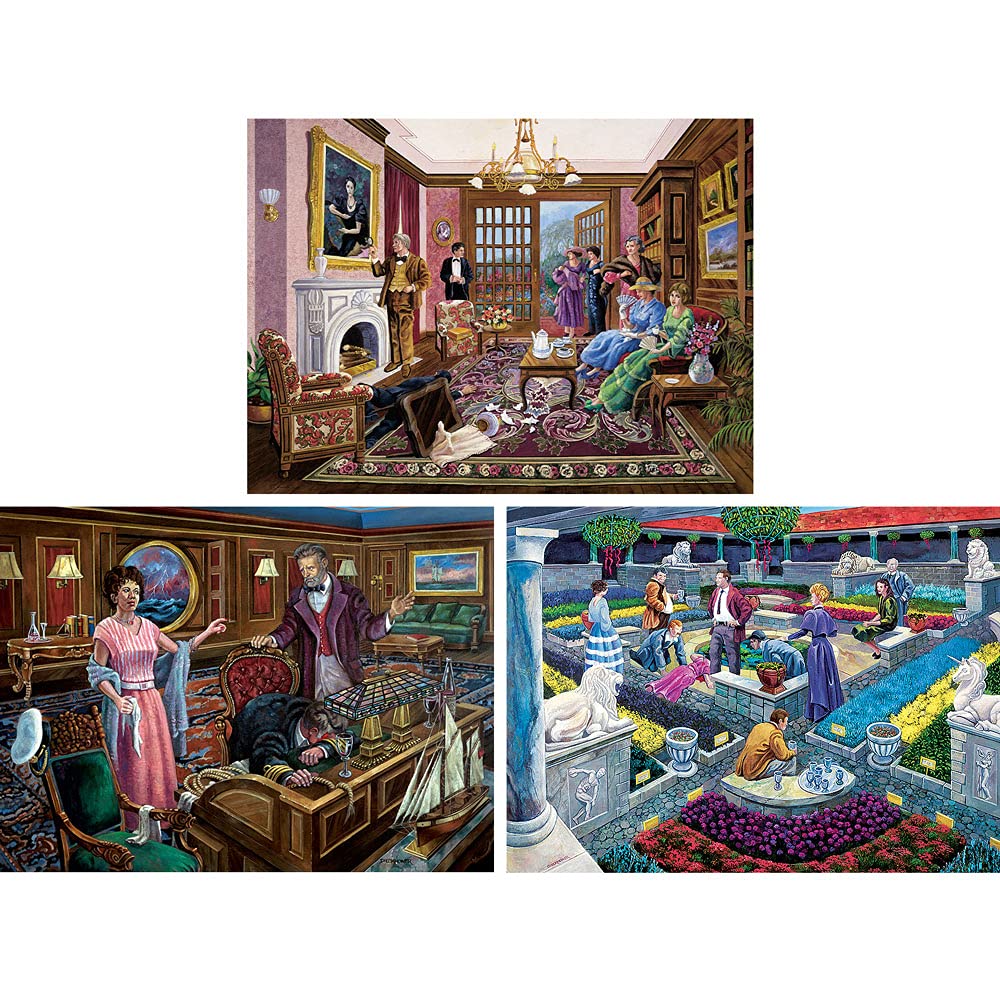 Bits and Pieces - 3-in-1 Multipack - 1000 Piece Jigsaw Puzzles for Adults - 1000 pc Large Piece Mystery Puzzle Set by Gene Dieckhoner - 20" x 27"