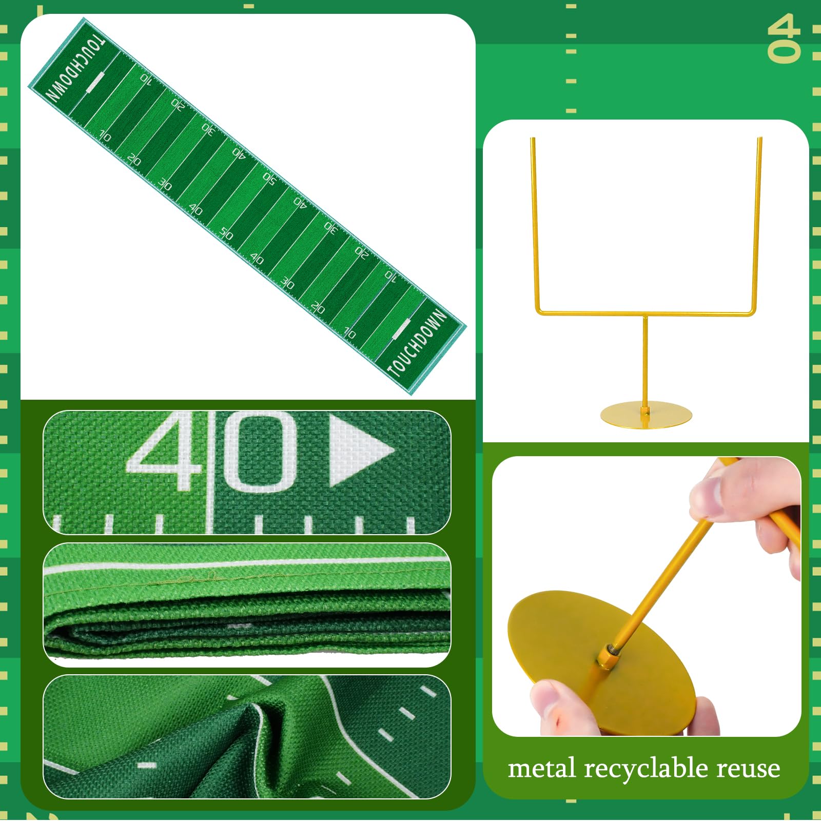 3 PCS Metal Football Goal Post Decoration Football Table Decor Football Field Goal Post Decoration Football Table Decorations for Football Theme