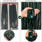 Dark Green Foil Fringe Curtain, 2 Pack 3.3x8.21ft Tinsel Foil Fringe Curtain Streamers Backdrop for Birthday Jungle Party Dinosaur Animal St Patrick's