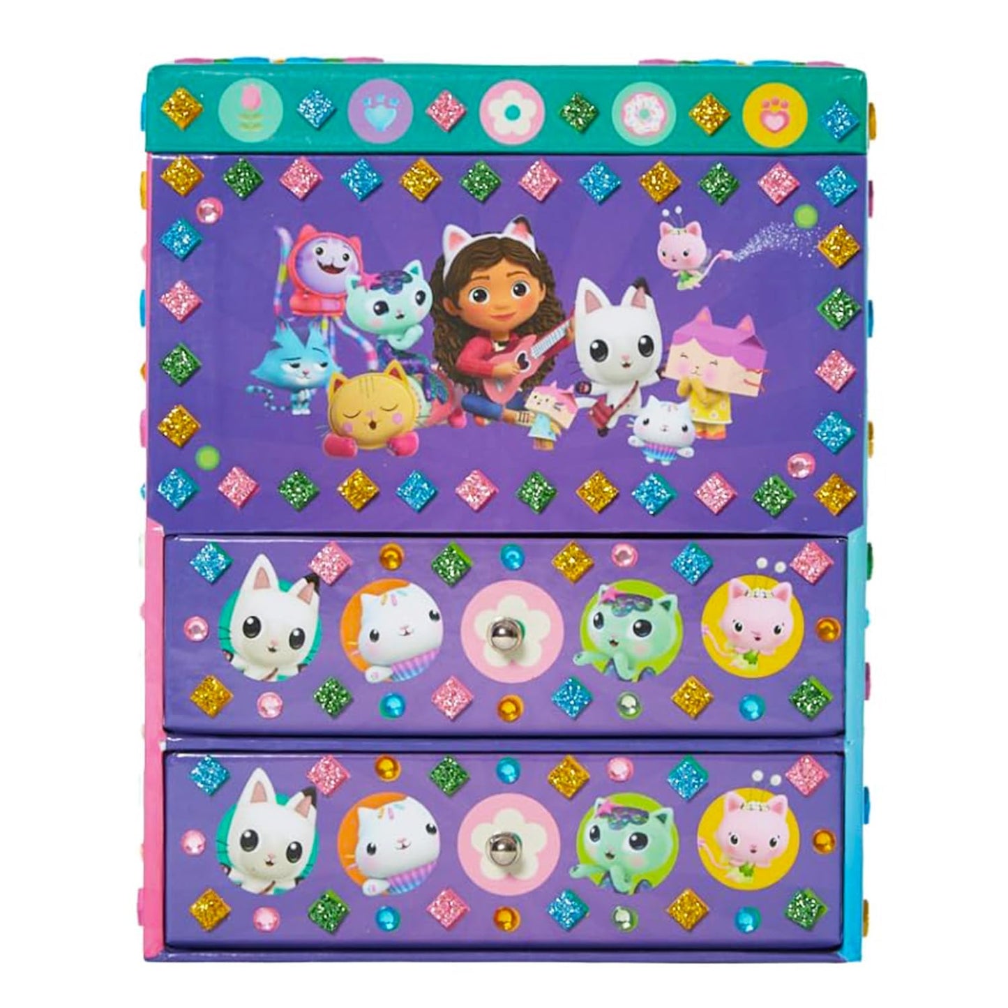 Dreamworks Gabby’s Dollhouse DIY Jewelry Box - Craft Kit Bundle with Mosaic Tiles, Adhesive Gems, and 3D Foam Sticker Plus More | Gabby's Dollhouse