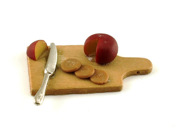 Dollhouse Miniature Cutting Board with Cheese