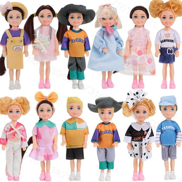 12Pcs 14cm/5.5 Inch Mini Dolls with Doll Clothes and Shoes Party Grown Outfits Doll Accessories for Kids Birthday Gifts