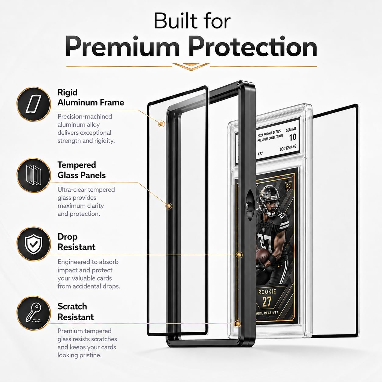 Slab Guard Fits PSA Slab, Magnetic Graded Card Case with UV Glass, Black