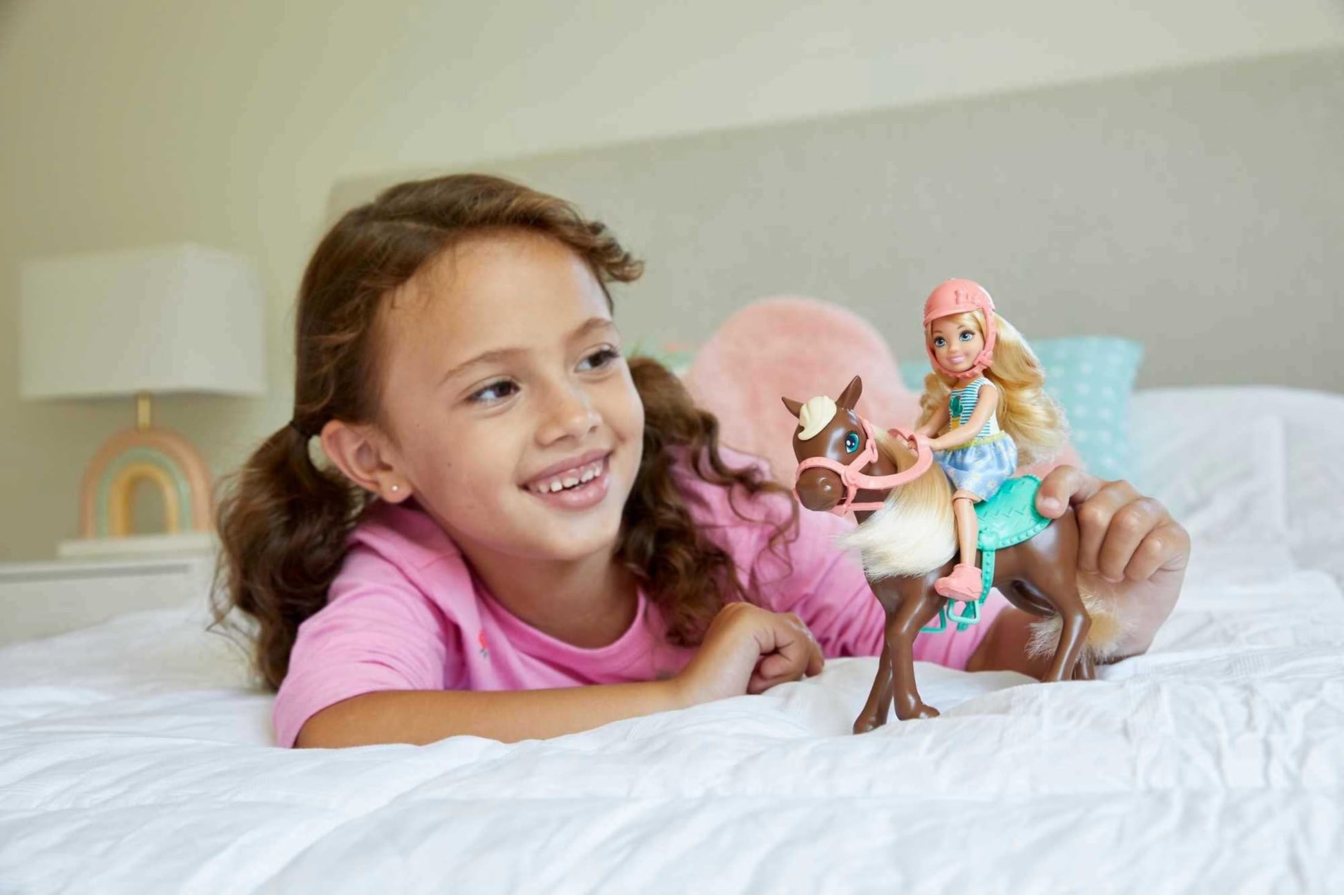 Barbie Club Chelsea Doll & Horse Set, Blonde Small Doll in Removable Skirt & Brown Pony with Blonde Mane, Plus Riding Accessories