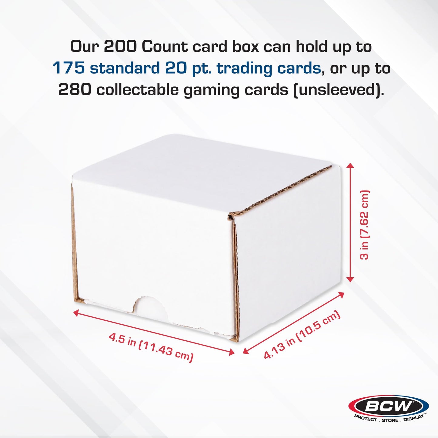 BCW 200 Count Trading Card Storage Box | Cardboard Organizer for Sports and Gaming Cards | Durable 200 lb. Test Strength | Assembly Required | 10 Pack
