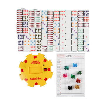 Puremco Mexican Train Double 12 Professional Size Dominoes with Bonus Chickenfoot Game Included Travel Tin Board Game, 91 Tiles, Challenging, Fun Game