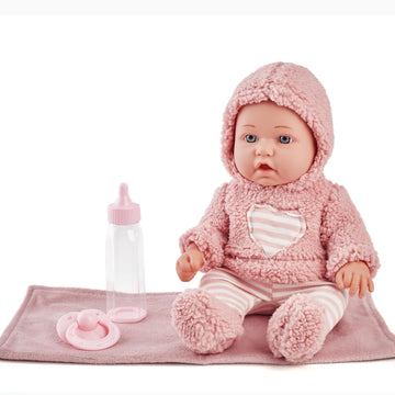 Enjoyin 12 Inch Baby Doll Set for Girls - Washable Accessories Includsd Pink Cloths, Pacifier, Blanket, Feeding Bottle - Ideal Toddler Gift for 3+