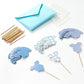 48 PCS Blue Bodysuit Happy Birthday Cupcake Toppers Party Decorations