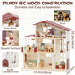 Lehoo Castle Wooden Dollhouse for Girls, Realistic Doll House with 5 Rooms & 38 Accessories, DIY Pretend Play Dream Dollhouse with Doll and Furniture